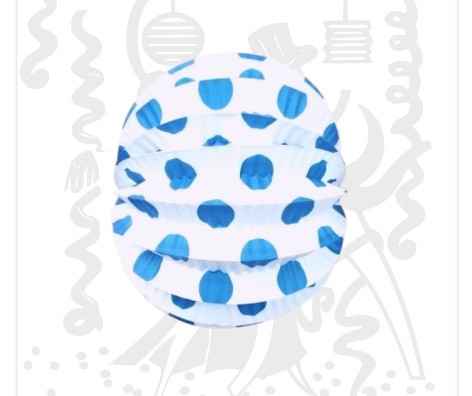 Farolillo Blanco lunares Azules Feria 22 cm Decoración clásica para eventos Ideal para ferias y bodas temáticas