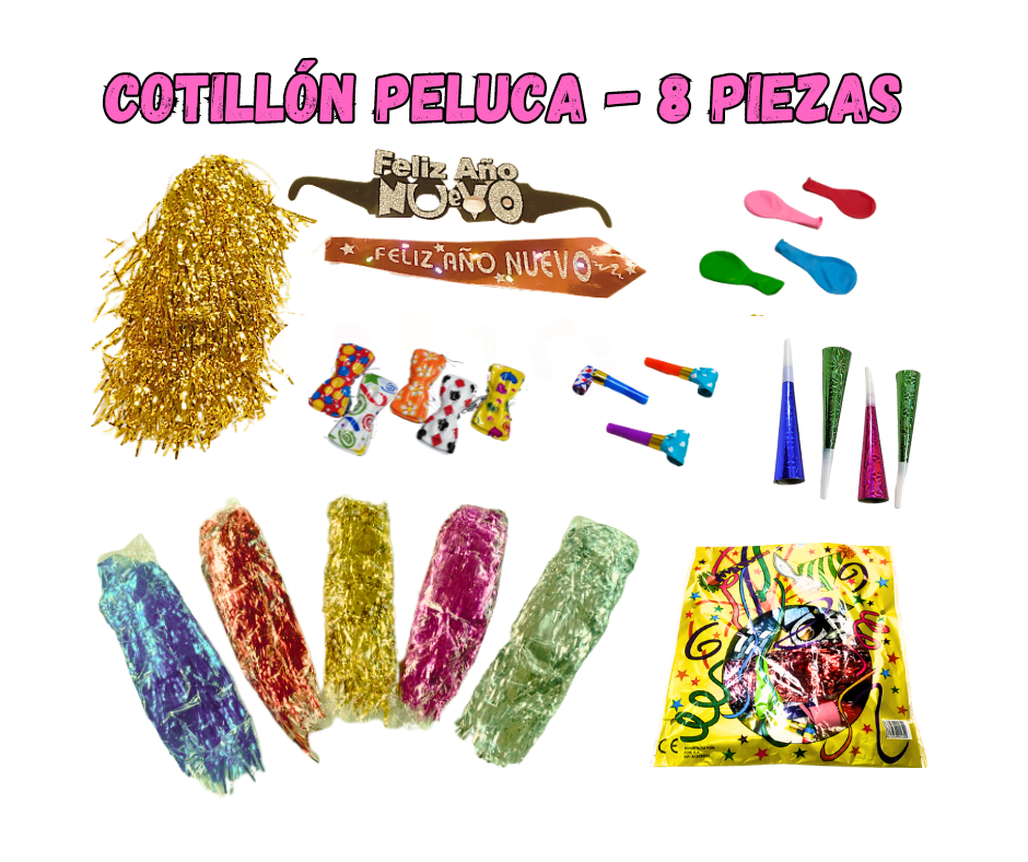 Cotillón peluca Clásico 8 Piezas