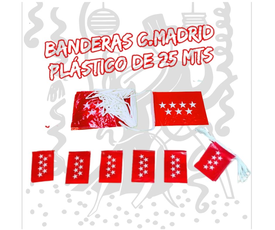 Bandera de C.Madrid - Tira de 25 metros - Ideal para decoración de eventos deportivos y celebraciones públicas