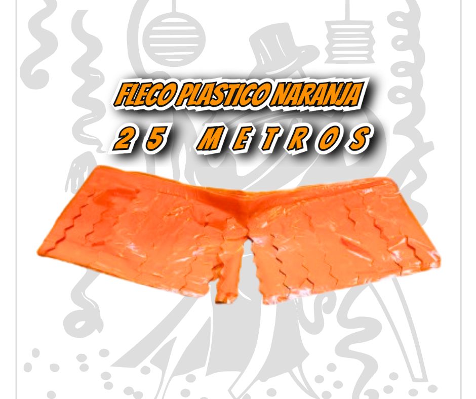 Fleco decorativo de plástico Naranja - 25 metros- Ideal para decoración de escenarios y fiestas
