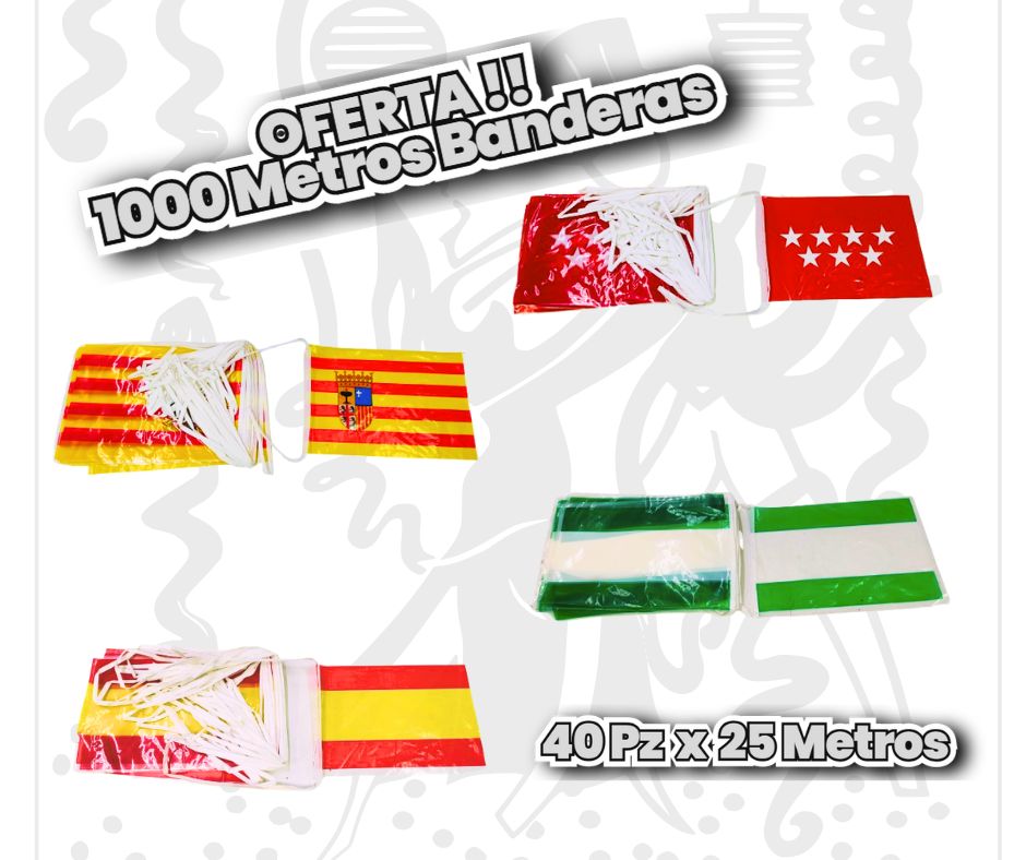 Oferta Banderas Plástico 1000 Metros Decoración-Festejos-Ayuntamientos ElCollarHawaiano