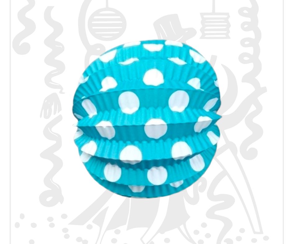 Farolillo Celeste Lunares Blancos 22 Cm Decoración clásica para eventos Ideal para ferias y bodas temáticas