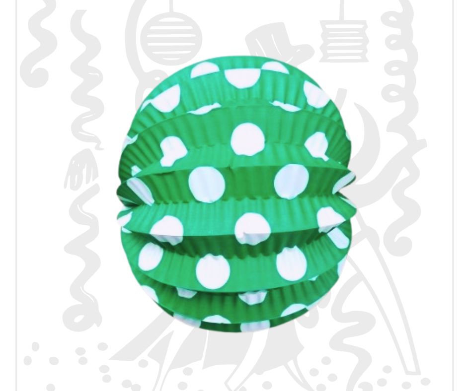 Farolillo Verde lunares Blancos Feria 22 cm Decoración clásica para eventos Ideal para ferias y bodas temáticas